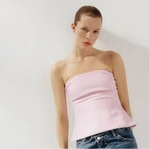 Zara Pink Sleeveless Bustier Peplum Camisole